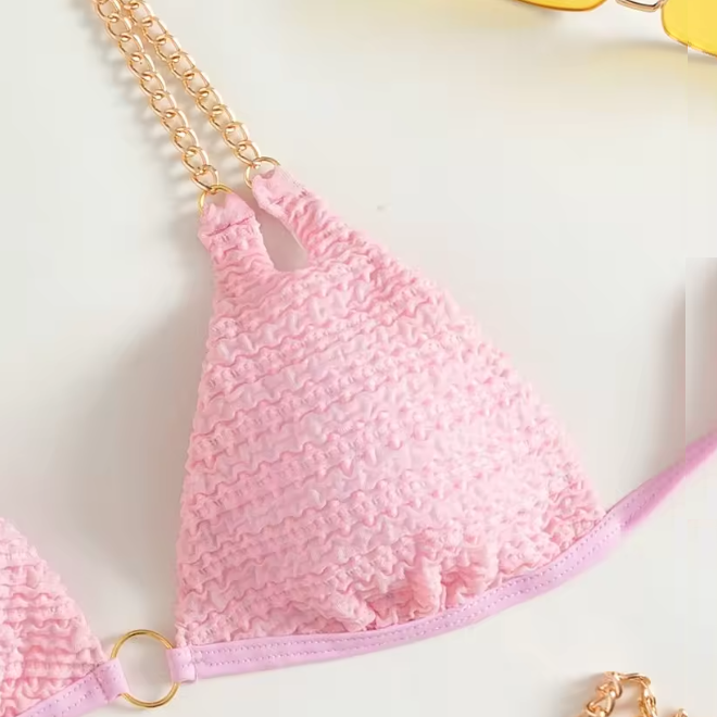 Chain Swimwear Summer Strap Open Back Split Beach Swimwear