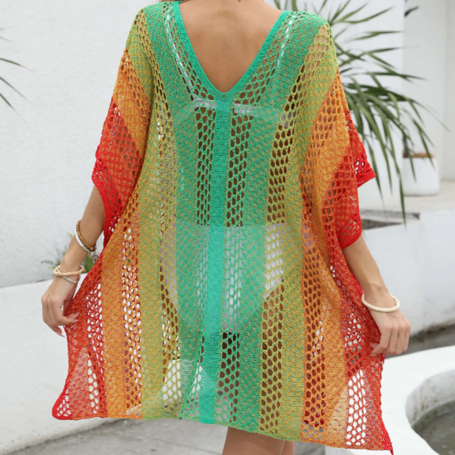 Machine weaving Crochet Long Dress Hollow Out Caftan Plus Size Beach Dress Cover Ups