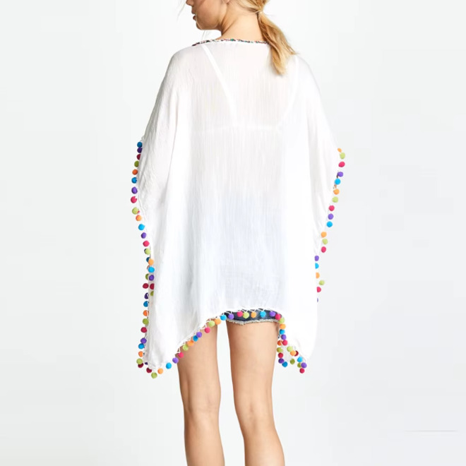 Womens Casual White Fashionable Ball Decoration Cover Up