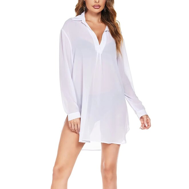 Women Summer Sexy Party Elegant Mini Short Cover up Shirts