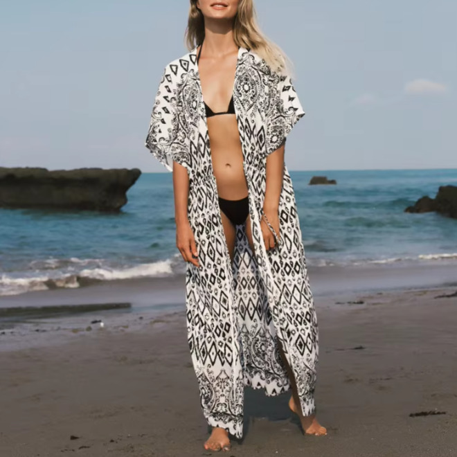 Long Boho Print Cover Ups