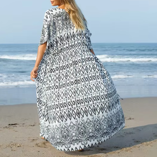 Long Boho Print Cover Ups