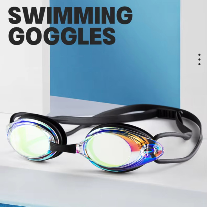 Wholesale Racing Competition High Quality Sports Swim Goggles with Rainbow Coating Lens
