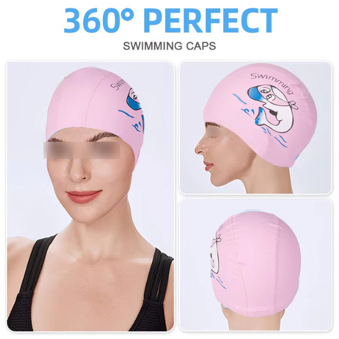 Skin Friendly Printed Dolphin Pattern Swimming Cap