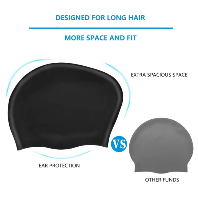 Long Hair Waterproof Silicone Swimming Cap