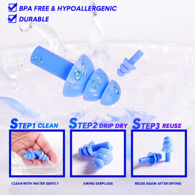 Wholesale Eco Friendly Swimming Waterproof silicone Earplugs