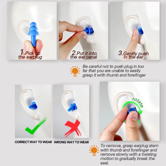 Wholesale Eco Friendly Swimming Waterproof silicone Earplugs