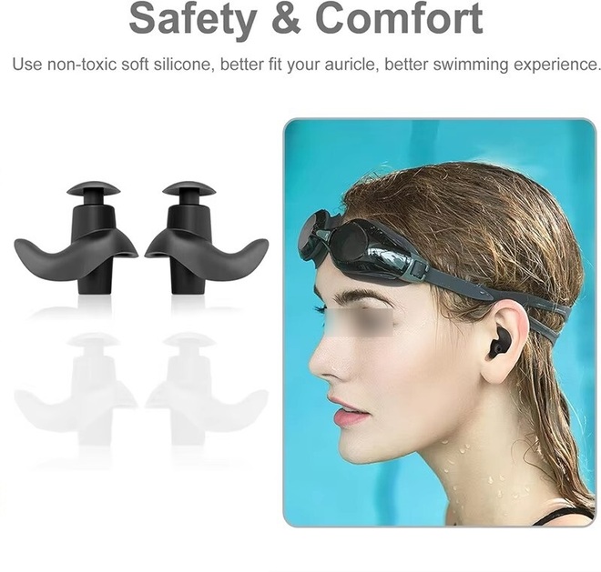 Upgraded Design Silicone Swimming Waterproof Reusable Ear Plugs